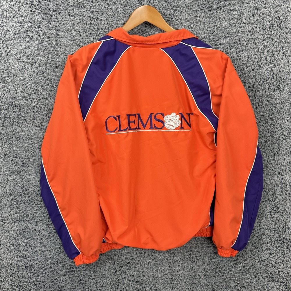 Clemson Tigers Jacket Mens Large Orange 1/4 Zip Football 58 Sports Pullover